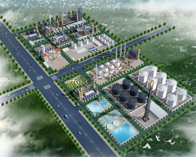 化工企業(yè)全景效果圖鳥瞰圖設(shè)計